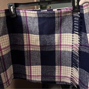 PINK Plaid Wool Blend Skirt - Navy and Pink